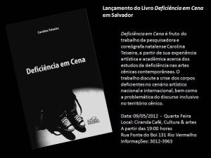 Lançamento do livro escrito por Carolina Teixeira, dia 09/05, em Salvador